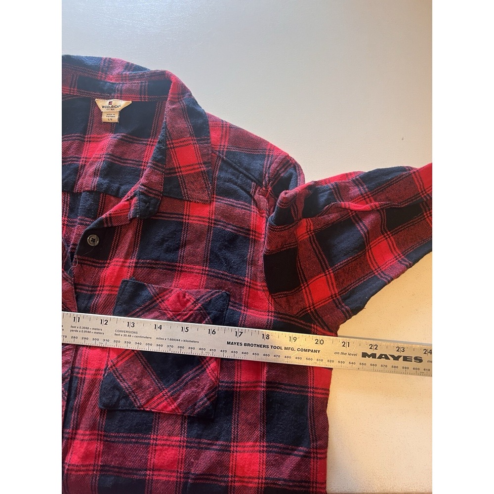 WOOLRICH Women's Size L Large Shirt Top Button Down Flannel Red Plaid - Picture 8 of 8